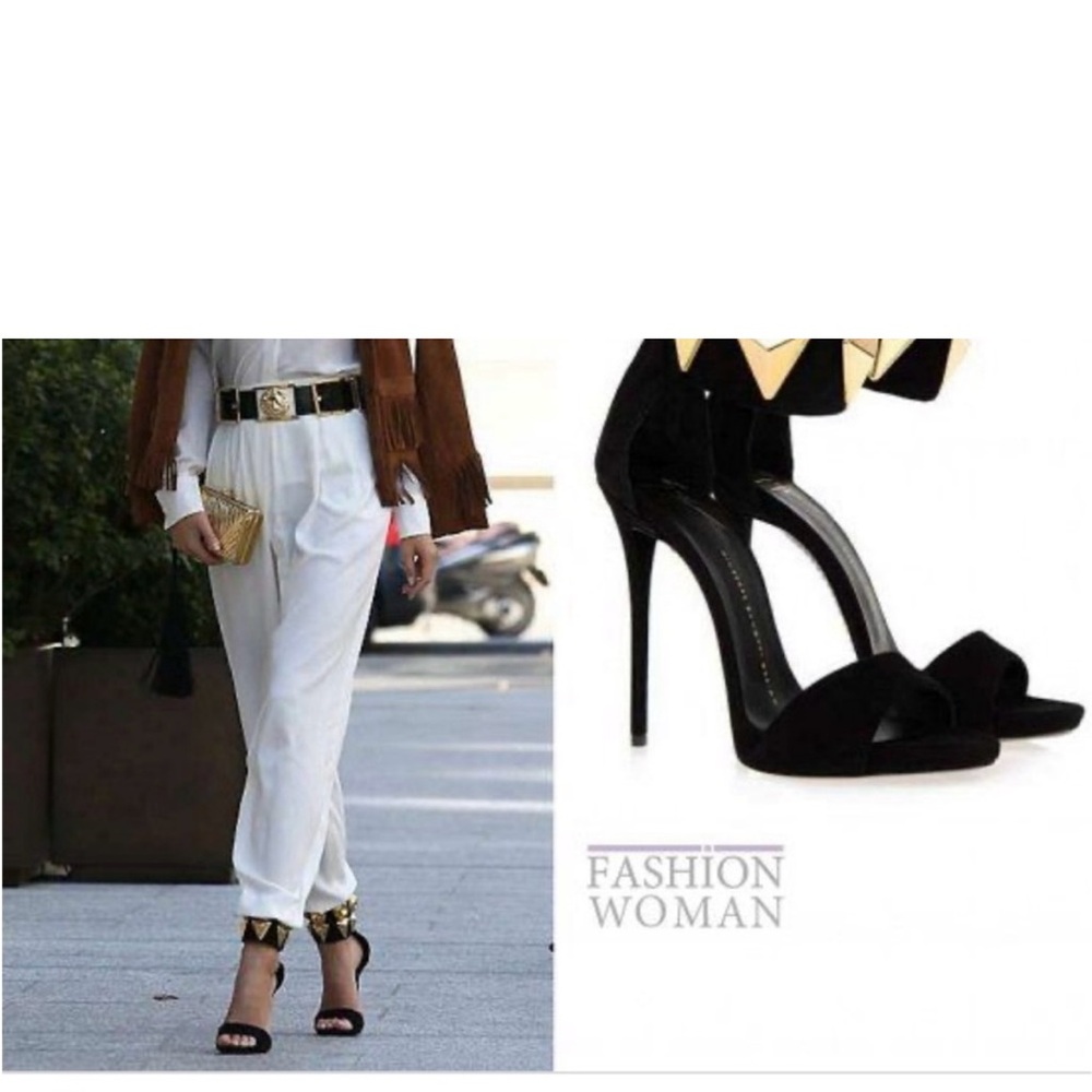 Giuseppe Zanotti Black and Gold Stiletto Heels, 36.5/US6.5